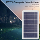 Carregador Solar Portátil 2W/5W - Com USB&nbsp; à prova d'água, para uso externo