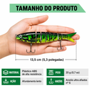 Isca Artificial Articulada para pesca de Peixes - Múltiplas articulações, afundamento lento