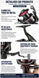 Vara e Molinete de pesca Conjunto Completo -  Feito de fibra de carbono de 1,8 a 3,6 m, super resistente, com vara telescópica e carretel giratório, resistência máxima de 3 a 8 kg.