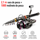 Vara e Molinete de pesca Conjunto Completo -  Feito de fibra de carbono de 1,8 a 3,6 m, super resistente, com vara telescópica e carretel giratório, resistência máxima de 3 a 8 kg.