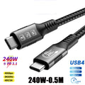 Turbo Cabo USB4 Tipo C - 8K 40Gbps 240W PD3.1 QC4.0 para carregamento rápido