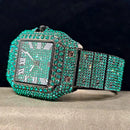 Relógio Masculino UNIGUET Green Diamond – Quadrado, Fashion estilo Romano