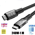 Turbo Cabo USB4 Tipo C - 8K 40Gbps 240W PD3.1 QC4.0 para carregamento rápido