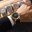 Relógio Masculino Quartzo Luxury Master com pulseira em couro