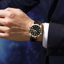 Relógio Masculino Quartzo Luxury Master com pulseira em couro