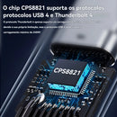 Turbo Cabo USB4 Tipo C - 8K 40Gbps 240W PD3.1 QC4.0 para carregamento rápido