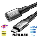 Turbo Cabo USB4 Tipo C - 8K 40Gbps 240W PD3.1 QC4.0 para carregamento rápido