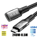 Turbo Cabo USB4 Tipo C - 8K 40Gbps 240W PD3.1 QC4.0 para carregamento rápido