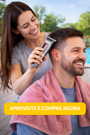 Maquina Profissional para Cortes de Cabelos e Barbas - Aparador de Barba Elétrico para Homens com Kit Completo