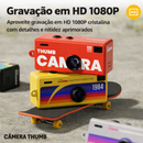 Câmera 1080P de Chaveiro - Portátil - Gravação em HD 1080P, flash embutido, foco automático, lente grande angular de 130° e tela LCD