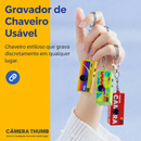 Câmera 1080P de Chaveiro - Portátil - Gravação em HD 1080P, flash embutido, foco automático, lente grande angular de 130° e tela LCD